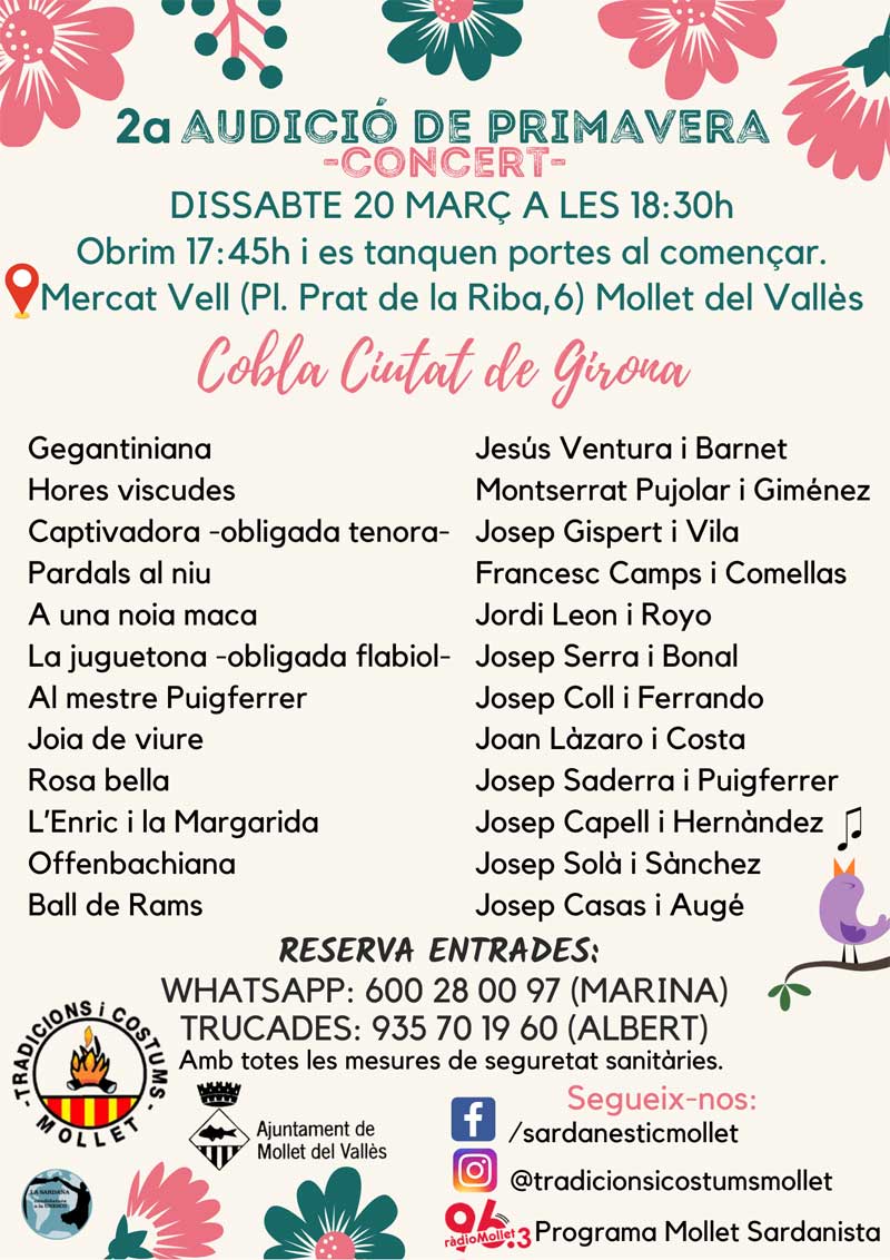 Concert de Sardanes: 2a audició de primavera, amb la Cobla Ciutat de Girona