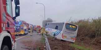 Quinze ferits lleus en un accident d’autocar a la C-33, a Mollet